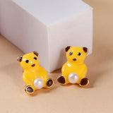 925 Silver Teddy Charm Pearl Earrings