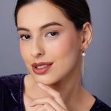 Oval Tassel 925 Silver Earrings with Freshwater Pearl - Diavo Jewels