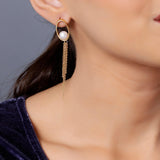 Oval Tassel 925 Silver Earrings with Freshwater Pearl - Diavo Jewels
