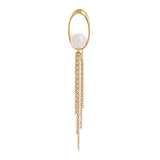 Oval Tassel 925 Silver Earrings with Freshwater Pearl - Diavo Jewels