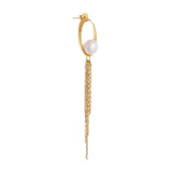 Oval Tassel 925 Silver Earrings with Freshwater Pearl - Diavo Jewels