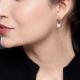 Oval Tassel 925 Silver Earrings with Freshwater Pearl - Diavo Jewels
