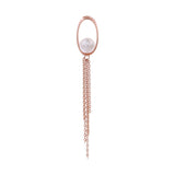 Oval Tassel 925 Silver Earrings with Freshwater Pearl - Diavo Jewels