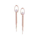 Oval Tassel 925 Silver Earrings with Freshwater Pearl - Diavo Jewels