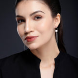Oval Tassel 925 Silver Earrings with Freshwater Pearl - Diavo Jewels