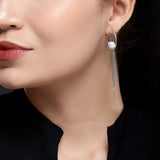Oval Tassel 925 Silver Earrings with Freshwater Pearl - Diavo Jewels