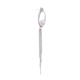 Oval Tassel 925 Silver Earrings with Freshwater Pearl - Diavo Jewels