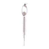 Oval Tassel 925 Silver Earrings with Freshwater Pearl - Diavo Jewels