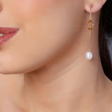 Dainty Circle & Pearl Drop 925 Silver Earrings - Diavo Jewels