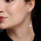 Dainty Circle & Pearl Drop 925 Silver Earrings - Diavo Jewels
