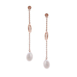 Dainty Circle & Pearl Drop 925 Silver Earrings - Diavo Jewels