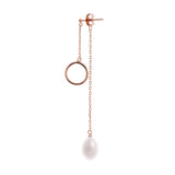 Dainty Circle & Pearl Drop 925 Silver Earrings - Diavo Jewels