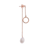 Dainty Circle & Pearl Drop 925 Silver Earrings - Diavo Jewels
