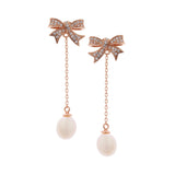 Shimmering Bow Sterling Silver Earrings - Diavo Jewels
