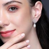 Intricate Reverie: 925 Silver Earrings with Exquisite Pearl Drop - Diavo Jewels