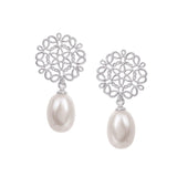 Intricate Reverie: 925 Silver Earrings with Exquisite Pearl Drop - Diavo Jewels