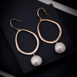 925 Silver Round Hoop Earrings with Drop-Down Pearl