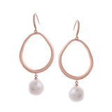 925 Silver Round Hoop Earrings with Drop-Down Pearl