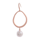 925 Silver Round Hoop Earrings with Drop-Down Pearl