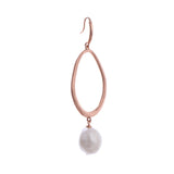 925 Silver Round Hoop Earrings with Drop-Down Pearl