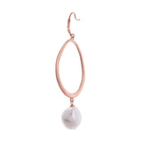 925 Silver Round Hoop Earrings with Drop-Down Pearl