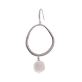925 Silver Round Hoop Earrings with Drop-Down Pearl
