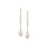 Silver Streamline Long 925 Silver Earrings with Flowing Freshwater Pearl - Diavo Jewels