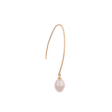 Silver Streamline Long 925 Silver Earrings with Flowing Freshwater Pearl - Diavo Jewels