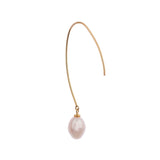 Silver Streamline Long 925 Silver Earrings with Flowing Freshwater Pearl - Diavo Jewels