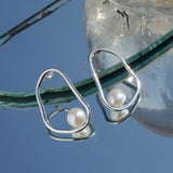 Ethereal Pearl Sculpture Silver Earrings - Diavo Jewels