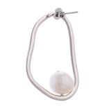 Ethereal Pearl Sculpture Silver Earrings - Diavo Jewels