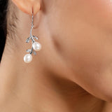 Silver Cascading Petals Pearl Earrings - Diavo Jewels