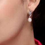 Silver Infinity Elegance Pearl Earrings - Diavo Jewels