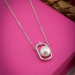 Pearl Locked Sterling Silver Necklace - Diavo Jewels