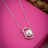 Pearl Locked Sterling Silver Necklace - Diavo Jewels