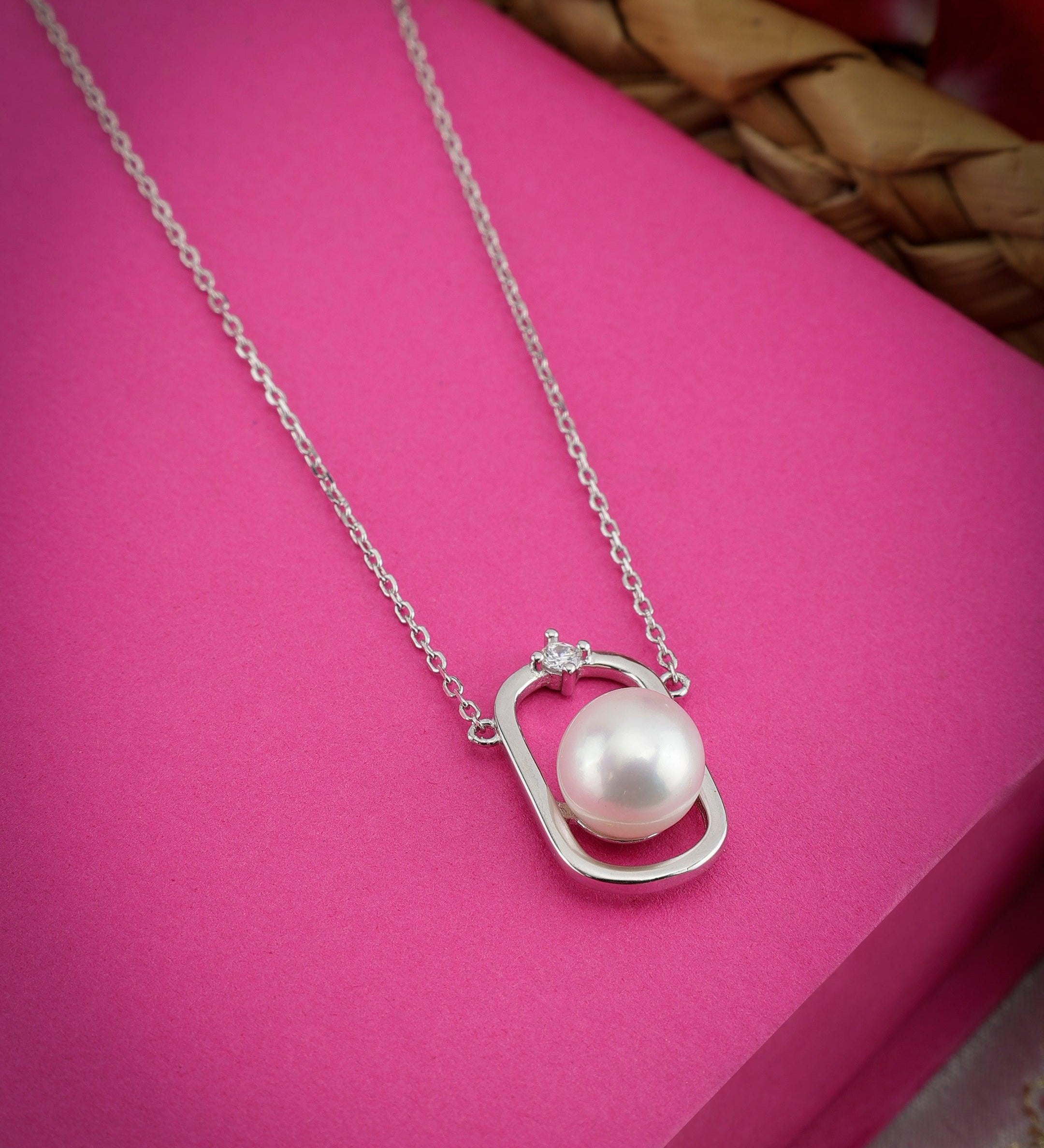 Pearl Locked Sterling Silver Necklace - Diavo Jewels