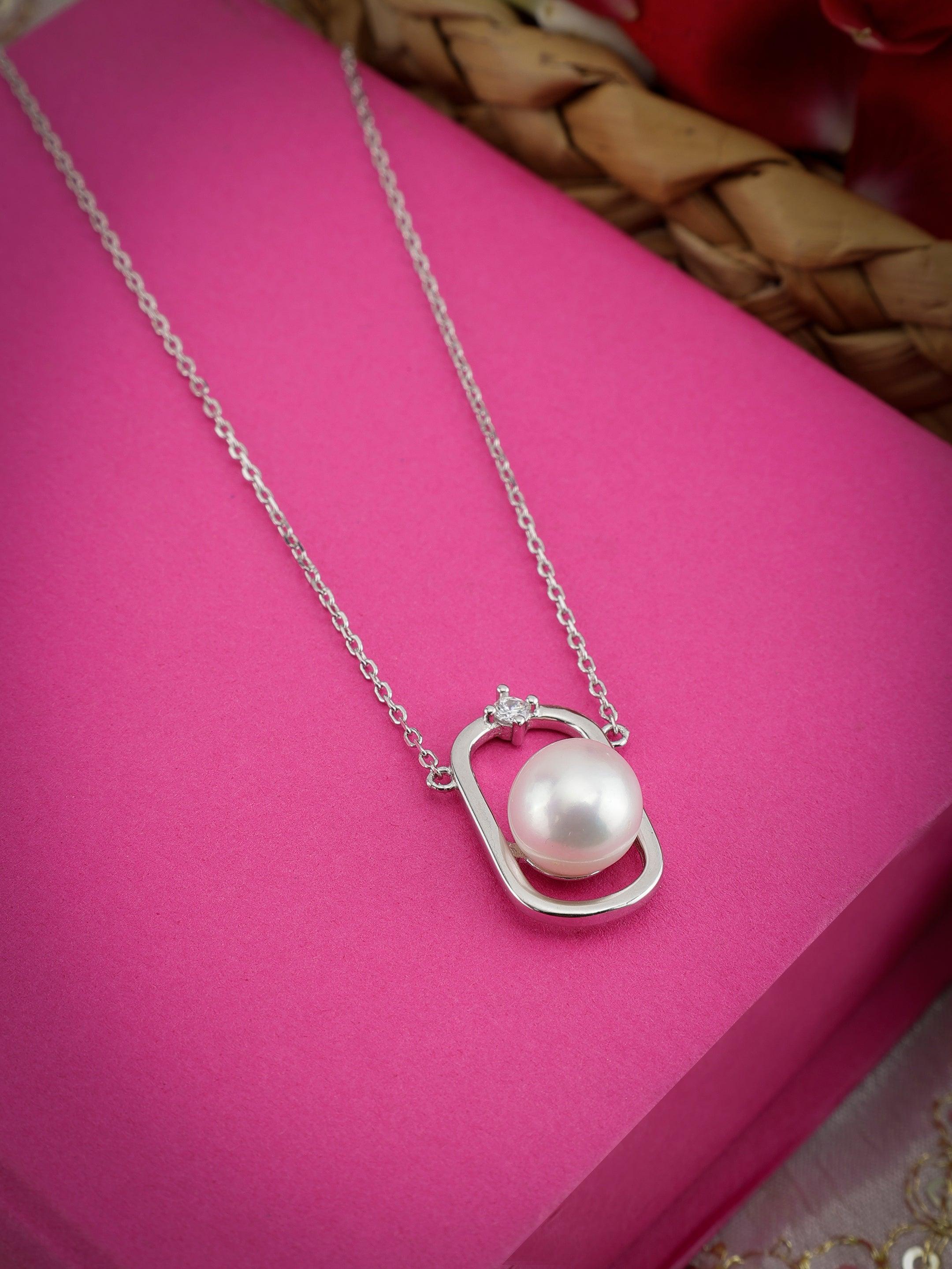 Pearl Locked Sterling Silver Necklace - Diavo Jewels