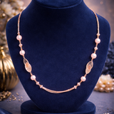 Pearl & Stone Leaf Elegance Gold Necklace