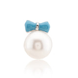 Azure Bow Bliss Shell Pearl Sterling Silver Post Earrings