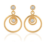 Frostfire Round Hoop Long Gold-Plated Silver Earrings