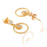 Frostfire Round Hoop Long Gold-Plated Silver Earrings