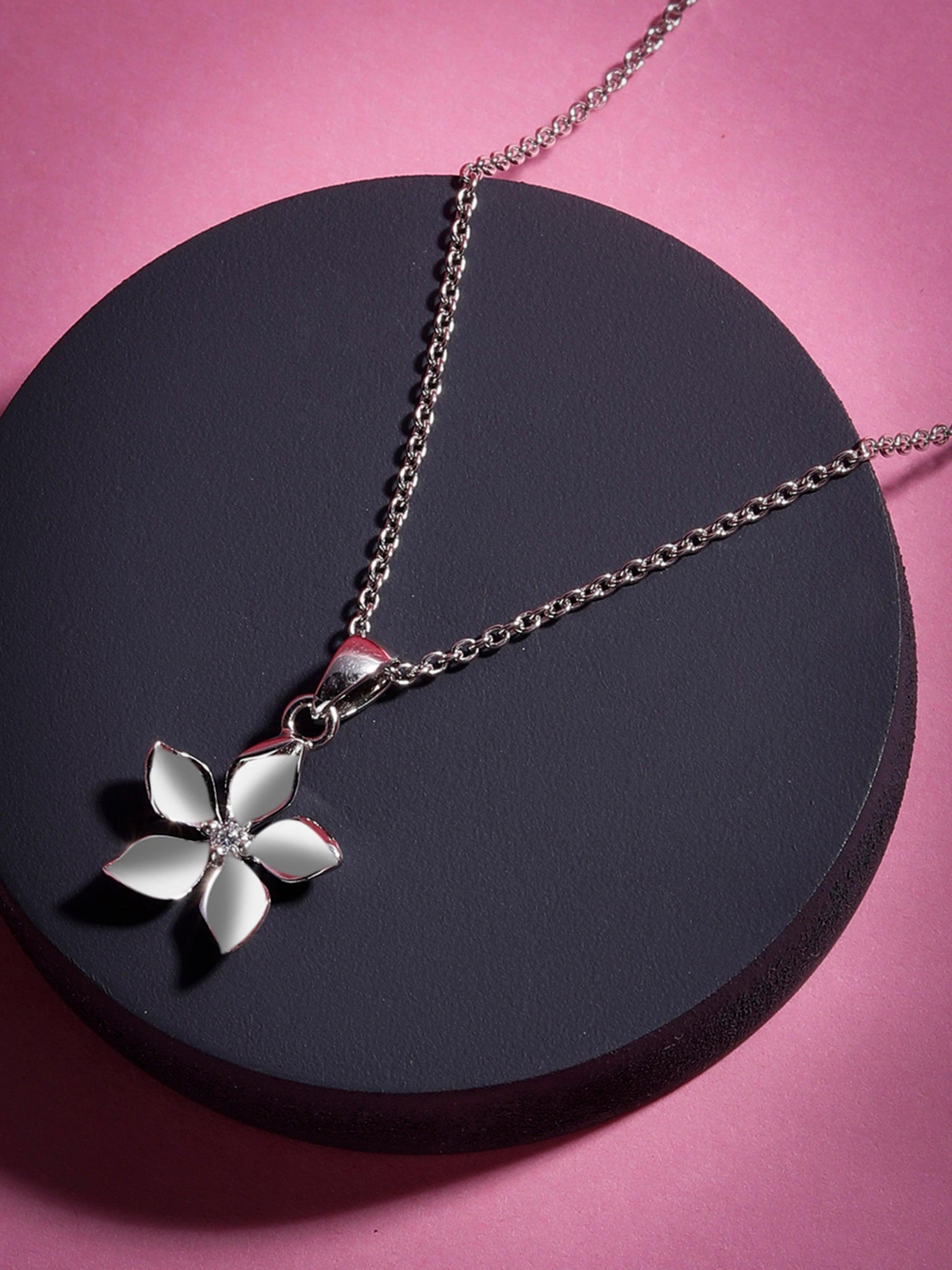 Petite Floral Silver Necklace - Diavo Jewels