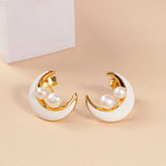 Celestial Pearl Crescent Earrings - Diavo Jewels