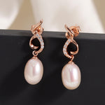 925 Silver Intersecting Pearl Earrings - Diavo Jewels