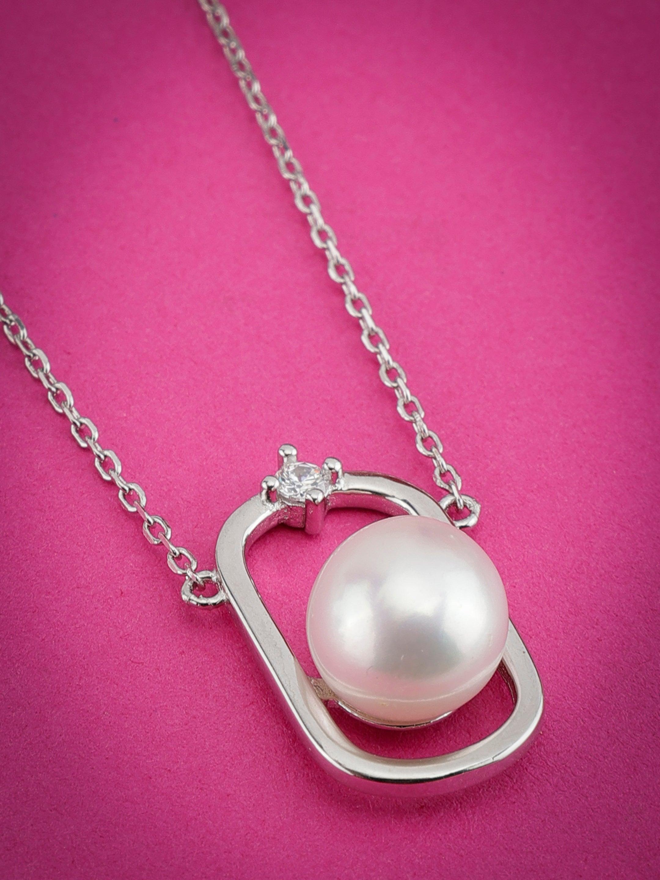 Pearl Locked Sterling Silver Necklace - Diavo Jewels