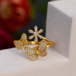 Whimsy Flutter Floral Silver Ring - Diavo Jewels