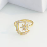 Sterling Silver Moon Star Ring - Diavo Jewels