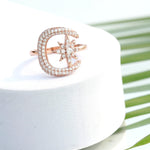 Sterling Silver Moon Star Ring - Diavo Jewels