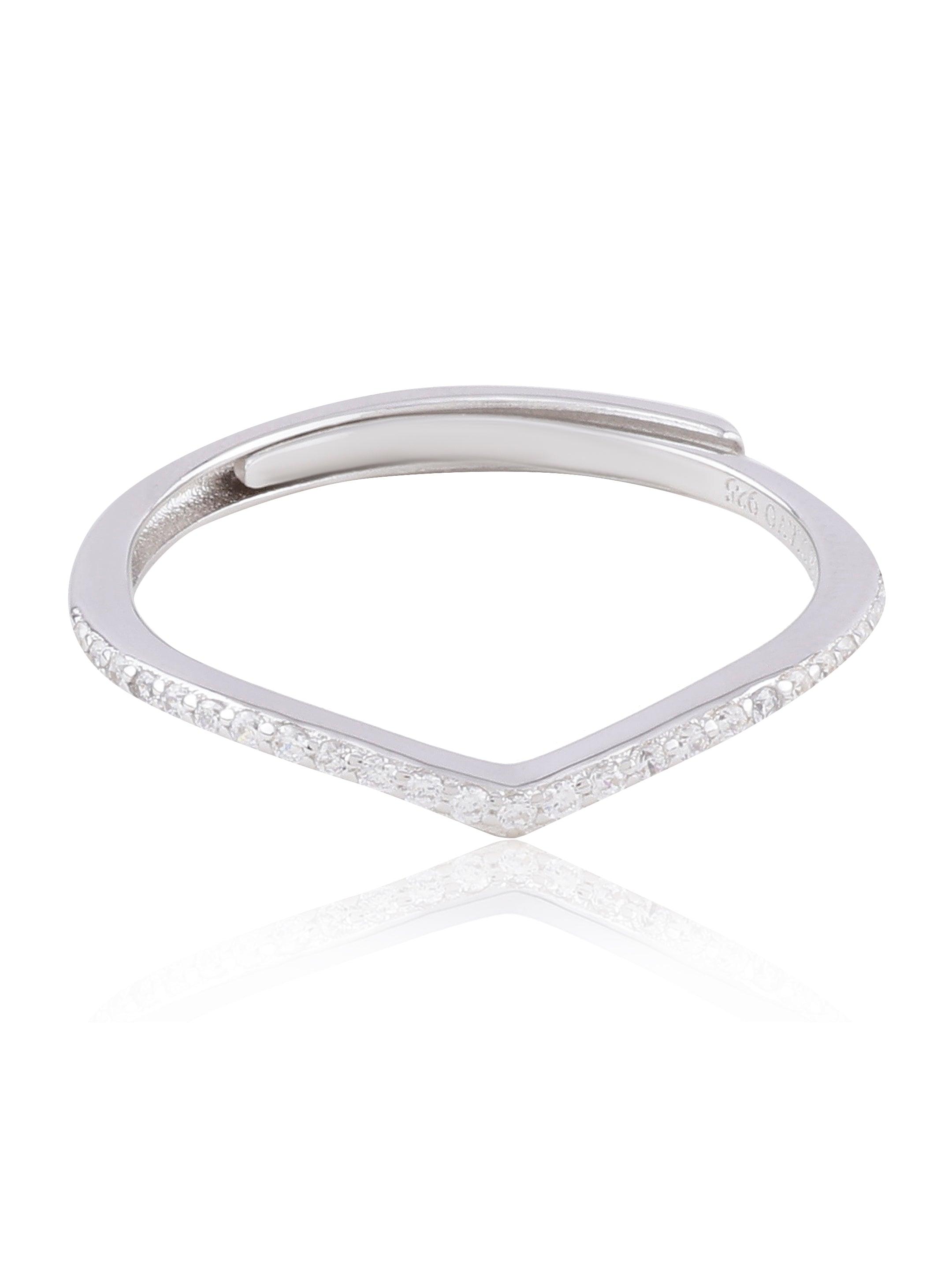 Subdued Glamour Rhodium Plated Silver Ring - Diavo Jewels