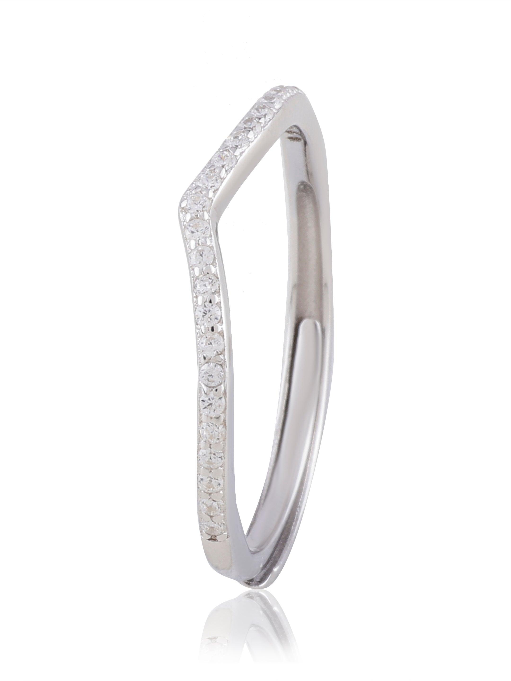 Subdued Glamour Rhodium Plated Silver Ring - Diavo Jewels